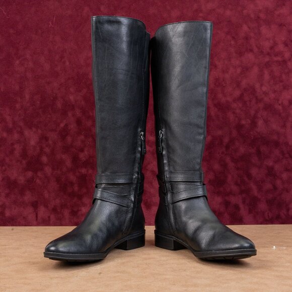 Sam Edelman Women Pansy Equestrian Riding Wide Calf Black Leather Boots sz 8 - Picture 4 of 10